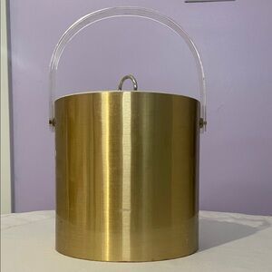 Gold Ice Bucket with Clear Handle mid century vibes